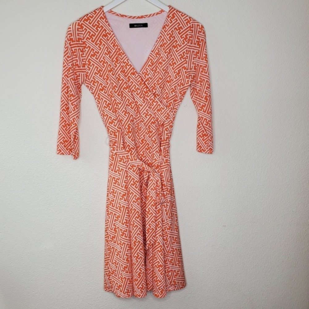 41 Hawthorn Orange Faux Wrap Belted Susana Dress
